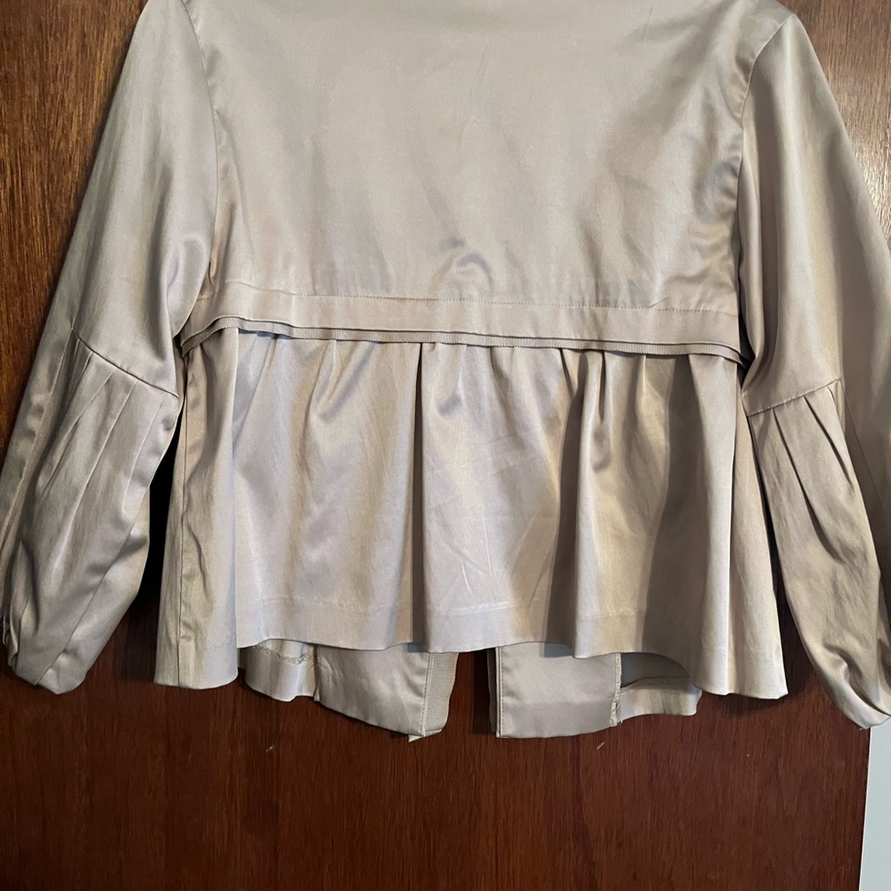 NY Collection Satin Beige Blazer - Picture 3 of 9
